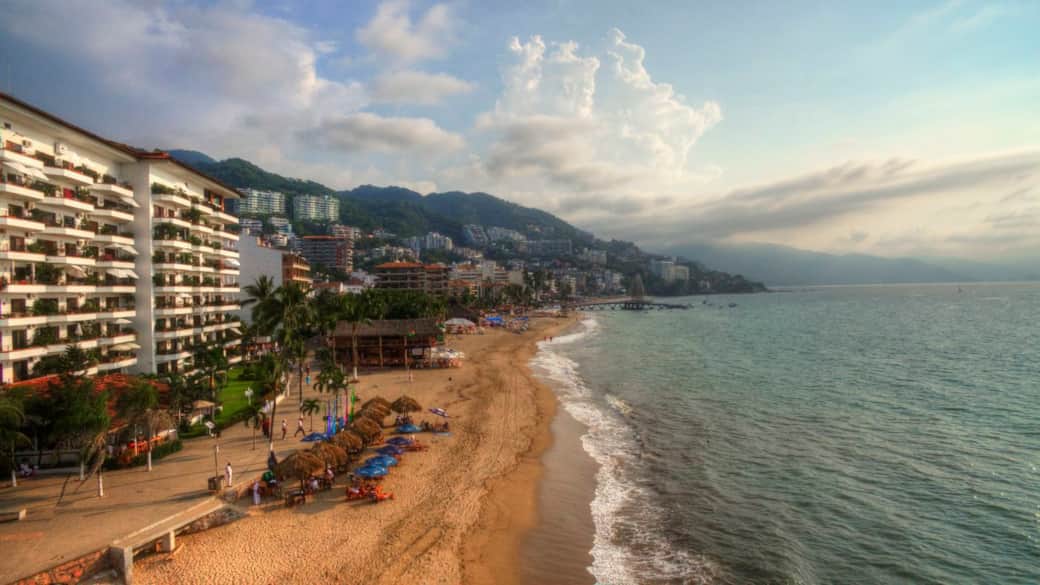 Los Muertos Beach and Puerto Vallarta’s Romantic Zone viewed from above