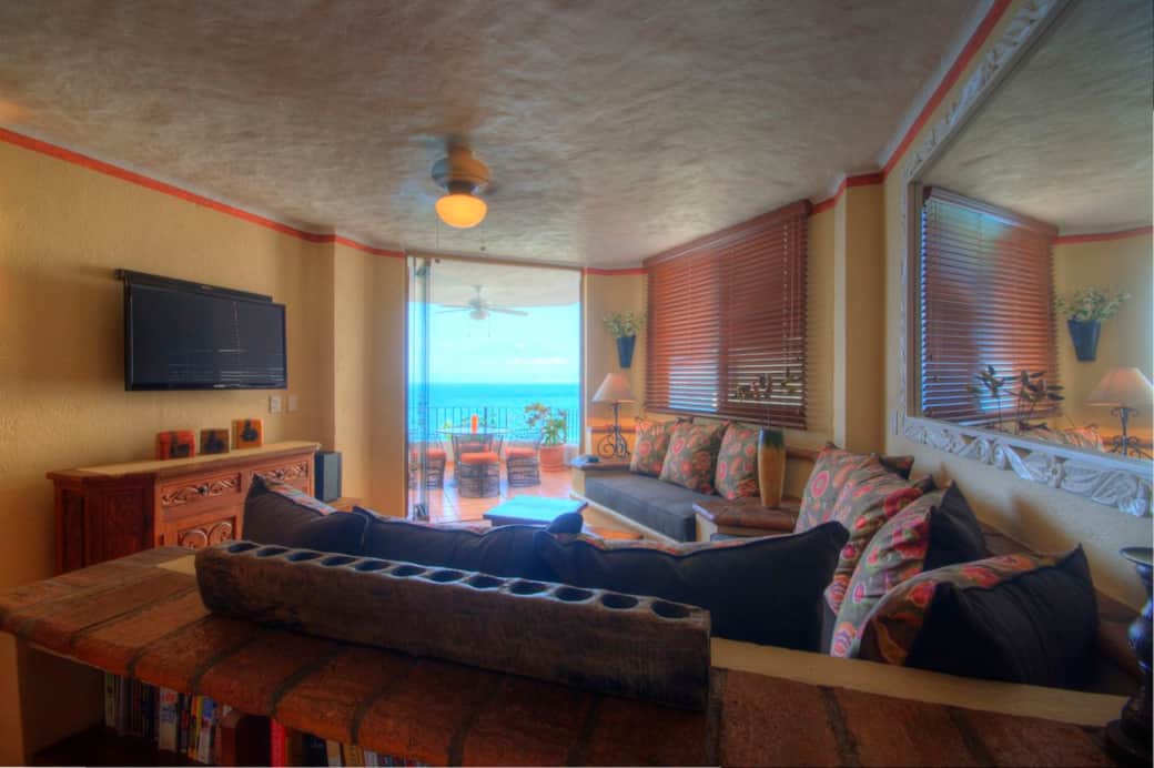 Open living room with direct balcony access